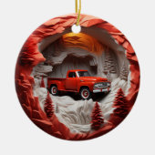 Red Pickup Keramisch Ornament (Voorkant)