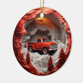 Red Pickup Keramisch Ornament (Links)