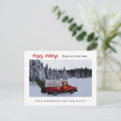  Red Pickup Truck Holiday Moving Briefkaart (Staand voorkant)