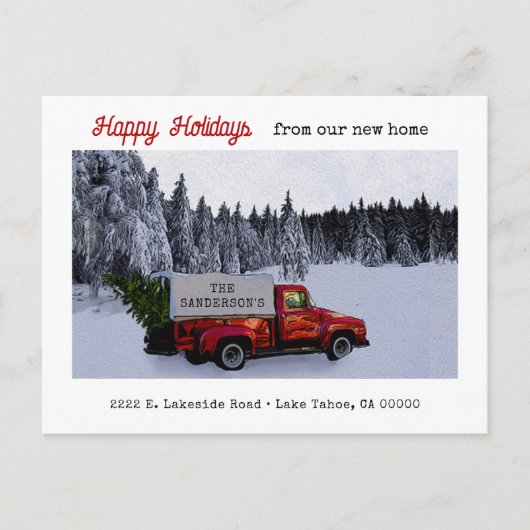  Red Pickup Truck Holiday Moving Briefkaart (Voorkant)