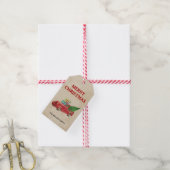 Red Pickup Truck Kerstmis Cadeaulabel (Met Touw)