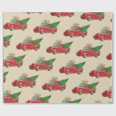  Red Pickup Truck Kerstmis Cadeaupapier (Vlak)