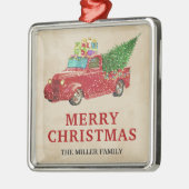  Red Pickup Truck Kerstmis Metalen Ornament (Links)