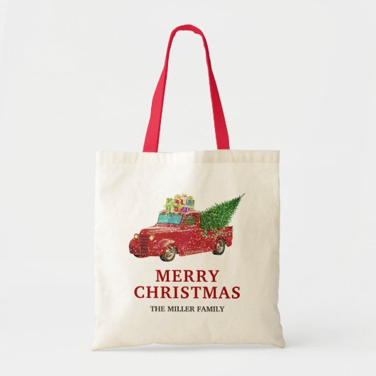  Red Pickup Truck Kerstmis Tote Bag (Voorkant)