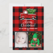 Red Pickup Truck Merry-kerstkaart Kaart (Voorkant)