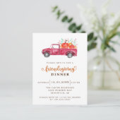 Red Pickup Truck Pumpkin Friendsgiving Elegant Briefkaart (Staand voorkant)