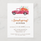 Red Pickup Truck Pumpkin Friendsgiving Elegant Briefkaart (Voorkant)