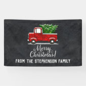 Red Pickup Truck Tree Merry kerst Land Spandoek (Horizontaal)