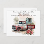 Red Pickup Truck We hebben Briefkaart verplaatst (Voorkant / Achterkant)