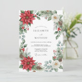 Red Picturesque Yuletide Wedding Kaart (Staand voorkant)