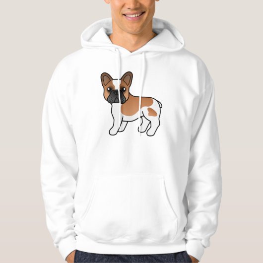 Red Piebald French Bulldog Cute Cartoon Dog Hoodie (Voorkant)