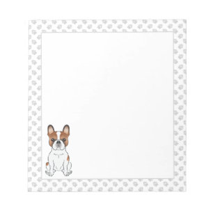 Red Piebald French Bulldog Cute Cartoon Dog & Paws Notitieblok