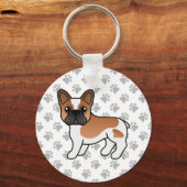 Red Piebald French Bulldog Cute Cartoon Dog Sleutelhanger (Voorkant)