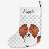 Red Piebald Long Hair Dachshund Cartoon Dog Head Kleine Kerstsok (Achterkant)