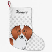 Red Piebald Long Hair Dachshund Cartoon Dog Head Kleine Kerstsok (Voorkant)