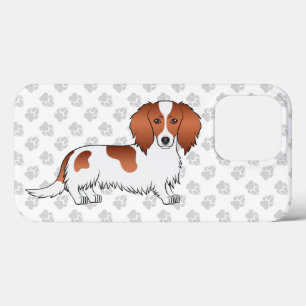 Red Piebald Long Hair Dachshund Cartoon Dog & Paws Case-Mate iPhone Case
