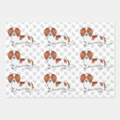 Red Piebald Long Hair Dachshund Dog Pattern & Paws Inpakpapier Vel (Voorkant 3)