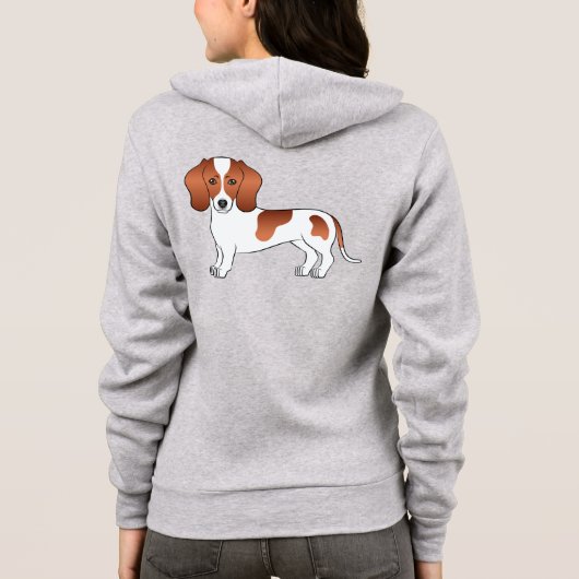 Red Piebald Short Hair Dachshund Cute Cartoon Dog Hoodie (Achterkant)