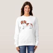 Red Piebald Smooth Hair Dachshund Cute Cartoon Dog Trui (Voorkant volledig)