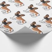 Red Pied French Bulldog Cute Cartoon Dog Pattern Cadeaupapier (Hoek)