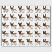 Red Pied French Bulldog Cute Cartoon Dog Pattern Cadeaupapier (Vlak)
