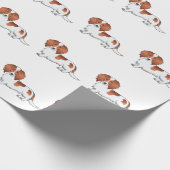 Red Pied Long Hair Dachshund Cartoon Dog Patroon Cadeaupapier (Hoek)