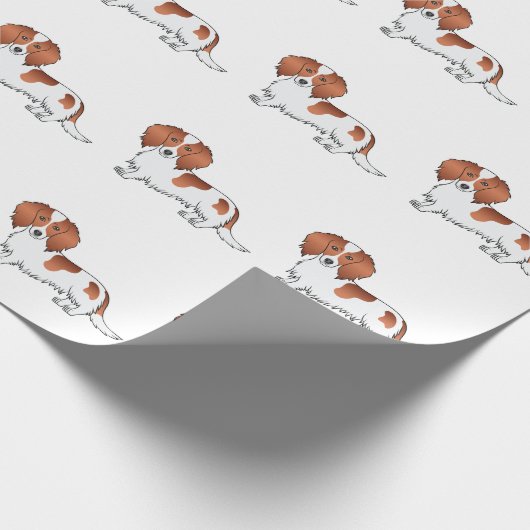Red Pied Long Hair Dachshund Cartoon Dog Patroon Cadeaupapier (Hoek)
