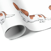 Red Pied Long Hair Dachshund Cartoon Dog Patroon Cadeaupapier (Rol Hoek)