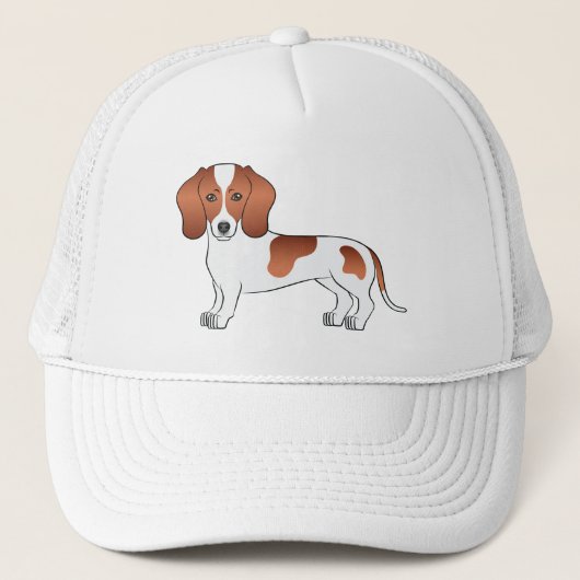 Red Pied Short Hair Dachshund Cute Cartoon Dog Trucker Pet (Voorkant)