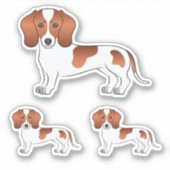 Red Pied Short Hair Dachshund Dog Tekeningen Sticker (Voorkant)