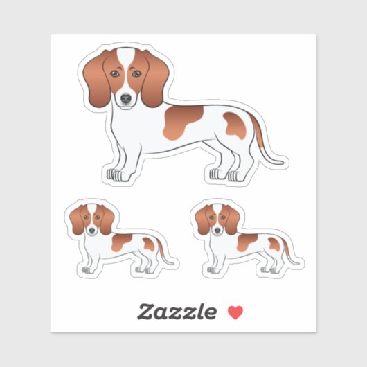 Red Pied Short Hair Dachshund Dog Tekeningen Sticker (Vel)