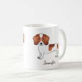 Red Pied Smooth Coat Dachshund Cartoon Dog & Name Koffiemok (Voorkant rechts)