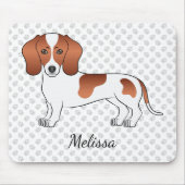 Red Pied Smooth Coat Dachshund Cartoon Dog & Name Muismat (Voorkant)