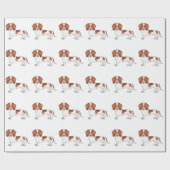 Red Pied Smooth Coat Dachshund Cartoon Dog Patroon Cadeaupapier (Vlak)