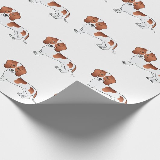 Red Pied Smooth Coat Dachshund Cartoon Dog Patroon Cadeaupapier (Hoek)