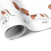 Red Pied Smooth Coat Dachshund Cartoon Dog Patroon Cadeaupapier (Rol Hoek)