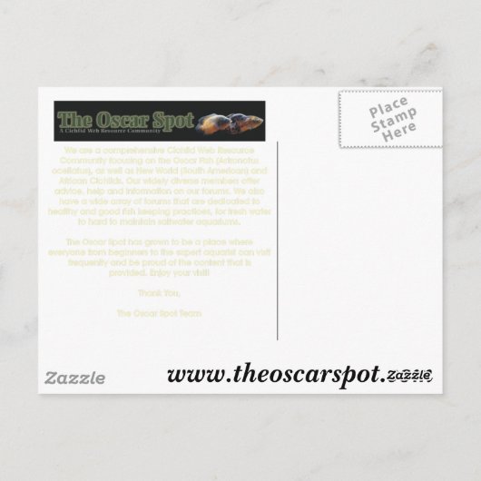 Red Pike Cichlid Briefkaart (Achterkant)