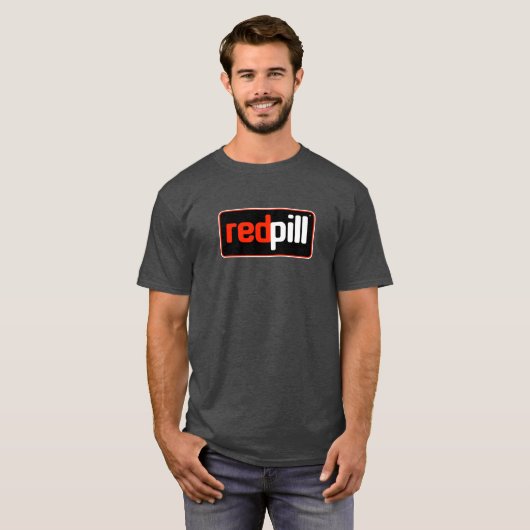 Red Pill™-tekst zwart Logo T-shirt (Voorkant volledig)