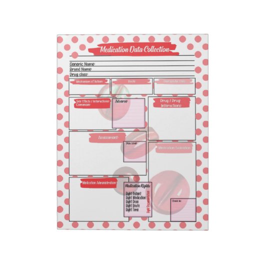 Red Pills Healthcare Student Medicatie Sjabloon Notitieblok (Linkerzijde)