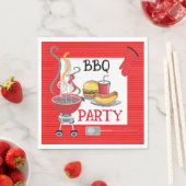 Red Pin Striped BBQ Party Servet (Insitu)