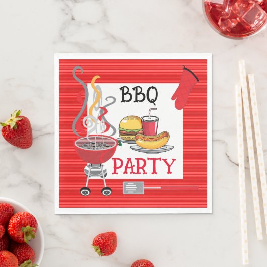 Red Pin Striped BBQ Party Servet (Insitu)