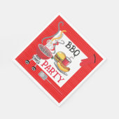 Red Pin Striped BBQ Party Servet (Hoek)