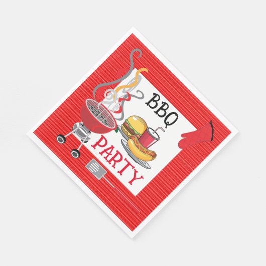 Red Pin Striped BBQ Party Servet (Hoek)