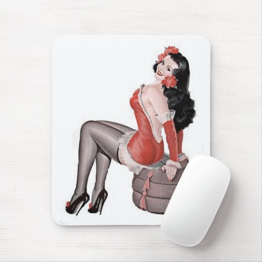 Red Pin Up Girl Muismat (Met muis)