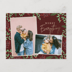 Red Pine Berries Merry Alles Multiple Photo Feestdagenkaart