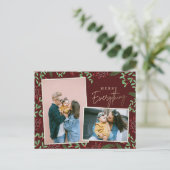 Red Pine Berries Merry Alles Multiple Photo Feestdagenkaart (Staand voorkant)