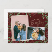 Red Pine Berries Merry Alles Multiple Photo Feestdagenkaart (Voorkant / Achterkant)