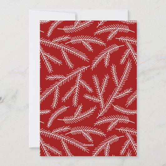 Red Pine Branch Pattern Merry Kerstfoto Feestdagenkaart (Achterkant)