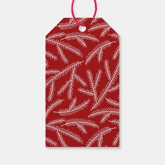 Red Pine Branch Vrolijke Kerstmis Foto Vakantie Cadeaulabel (Achterkant)