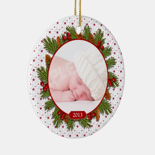 Red Pine koopt Holly Baby's eerste kerst Keramisch Ornament (Rechts)